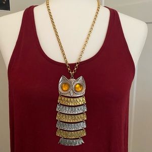 Vintage 70’s Necklace Sterling Silver and Gold Owl 24” 💜Host Pick💜